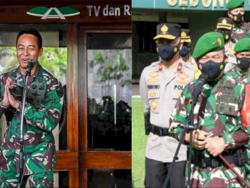 Jenderal Andika Perkasa (ANTARA FOTO/Galih Pradipta) dan Letjen TNI Dudung Abdurachman (ANTARA/HO-Penerangan Kodam Jaya)