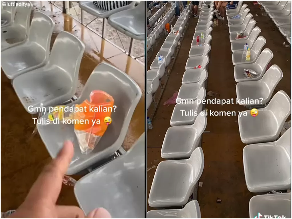 Cuplikan video penonton WSBK Mandalika tingglkan sampah di Sirkuit Mandalika. (photo/TikTok)