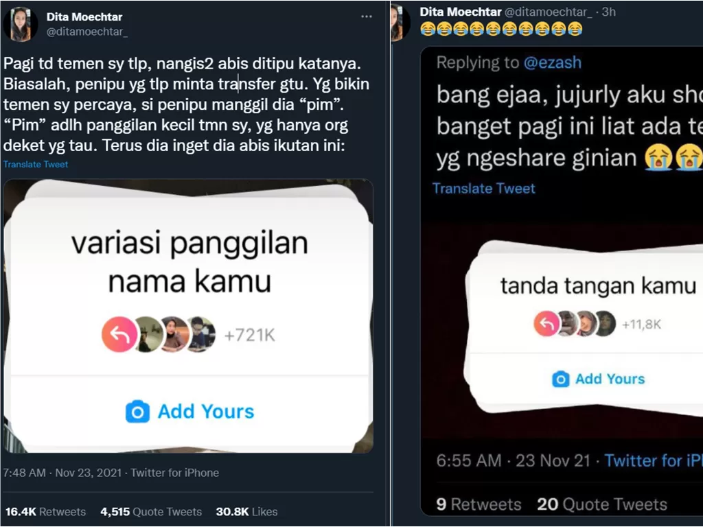 Kisah netizen tertipu karena ikut tren stiker 'Add Yours' Instagram (Twitter)