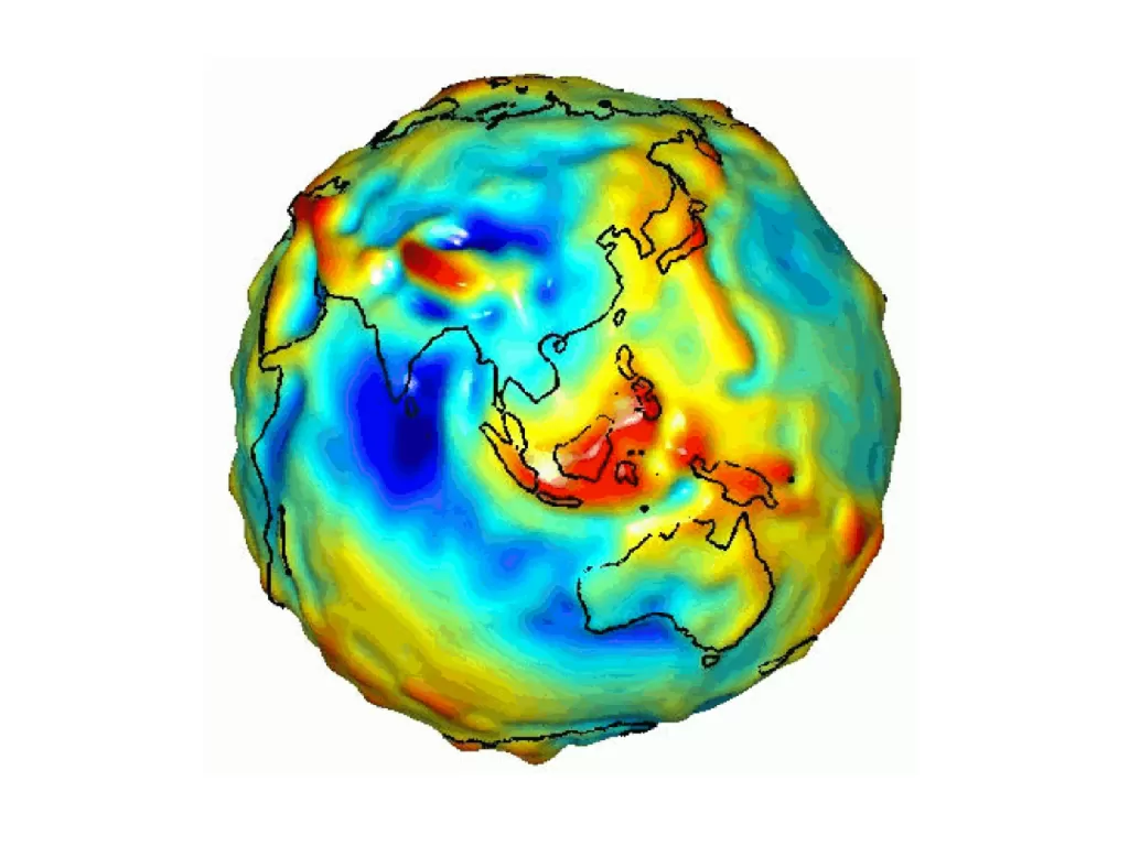Visualisasi data tingkat gravitasi di Bumi (photo/Dok. NASA GRACE)