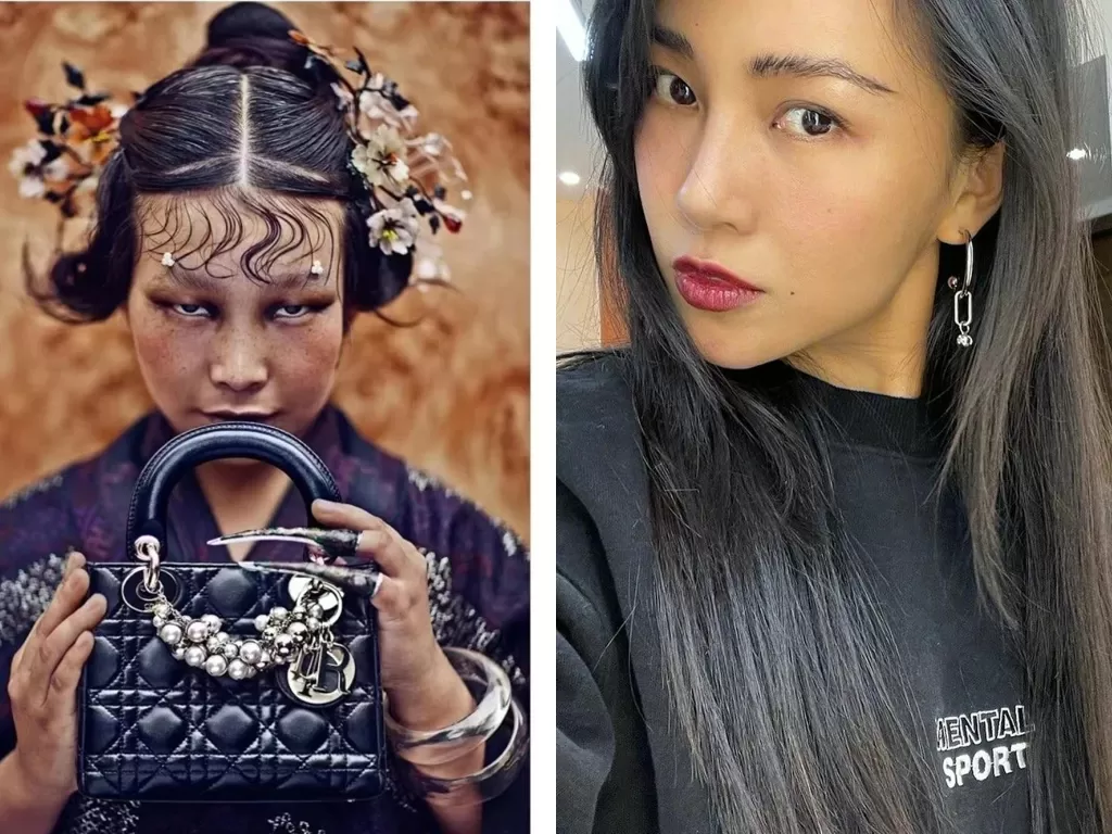 Foto tampilan Dior yang kontroversi (kiri) dan fotografer Chen Man (kanan). (photo/Dok. SCMP/Chen Man via Instagram)