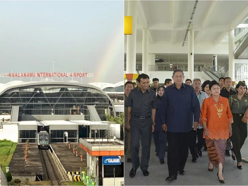 Bandara Kualanamu. (Instagram/@ap2_kualanamu) / SBY saat meresmikan Bandara Kualanamu. (ANTARA/Widodo S. Jusuf)