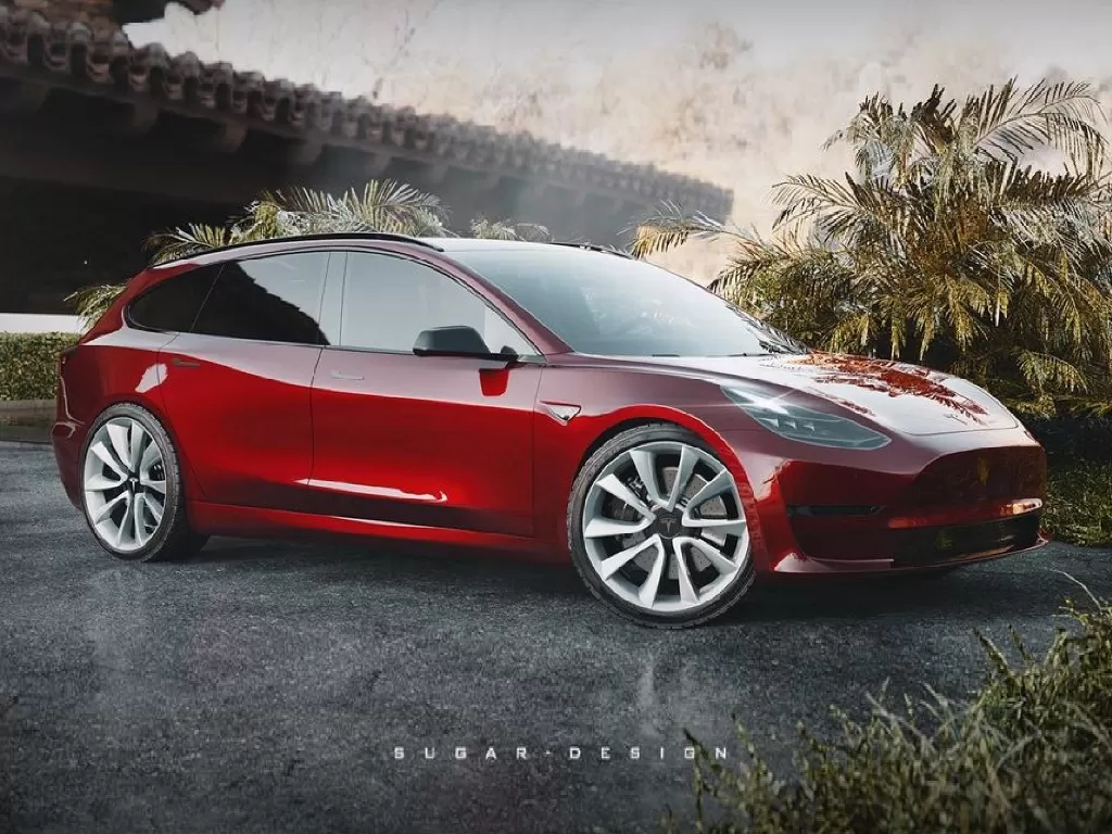 Konsep Tesla Model 3 dengan jenis wagon yang lebih luas (photo/Instagram/@sugardesign_1)