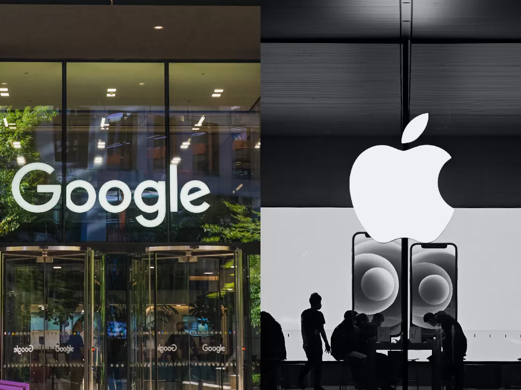 Logo Google dan Apple (photo/Unsplash/Jonny Gios/Jimmy Jin)