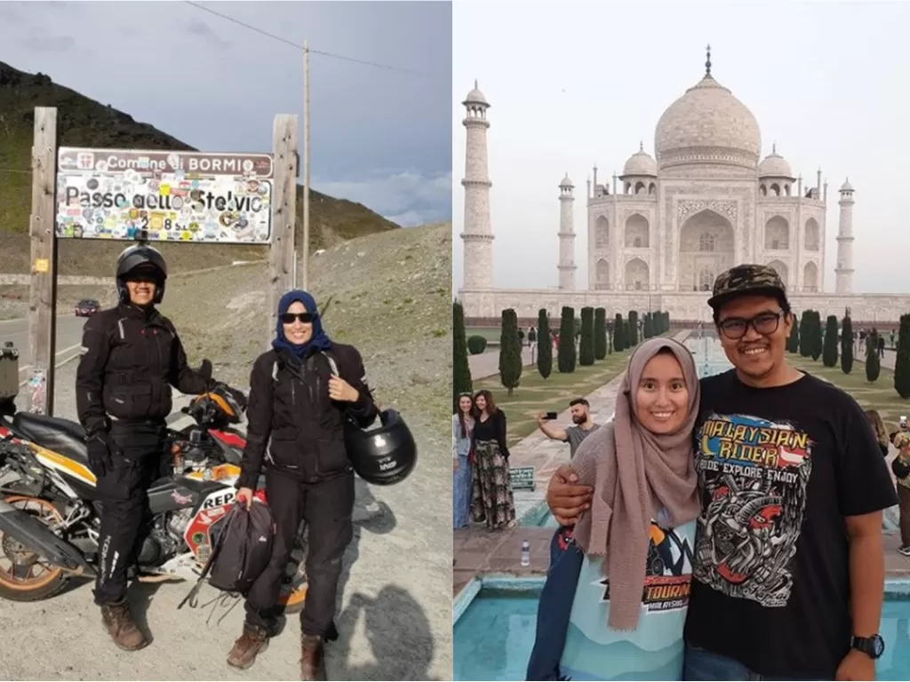Pasangan suami istri asal Malaysia touring ke Eropa naik sepeda motor (Instagram/@alfiduge)