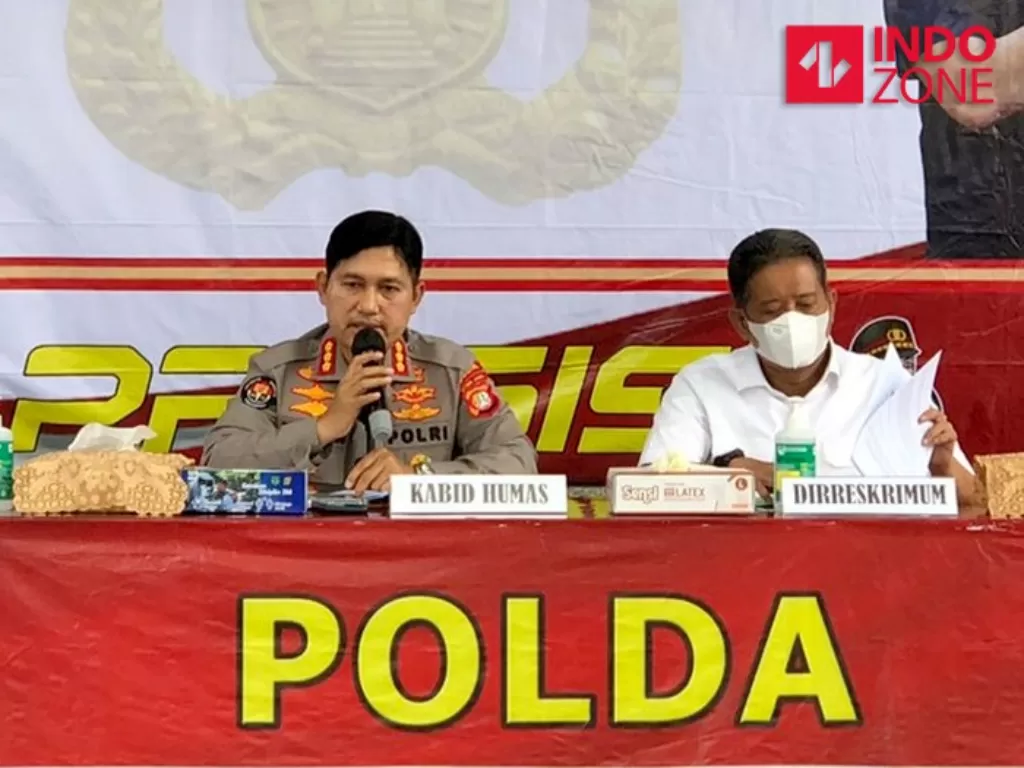 Konferensi pers Polda Metro Jaya terkait kasus pengeroyokan pelaku ormas PP dan penembakan di Tol Bintaro. (INDOZONE/Samsudhuha Wildansyah)
