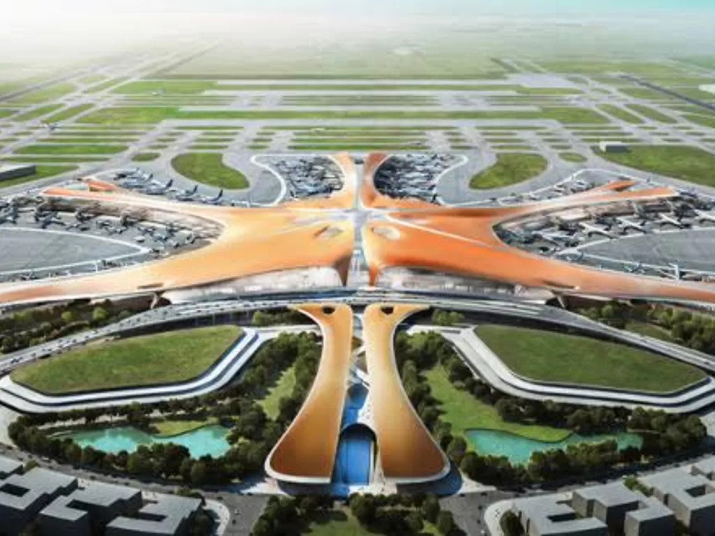 Pembangunan Bandara Noida. (photo/Dok. Xinhua_88 via Twitter)