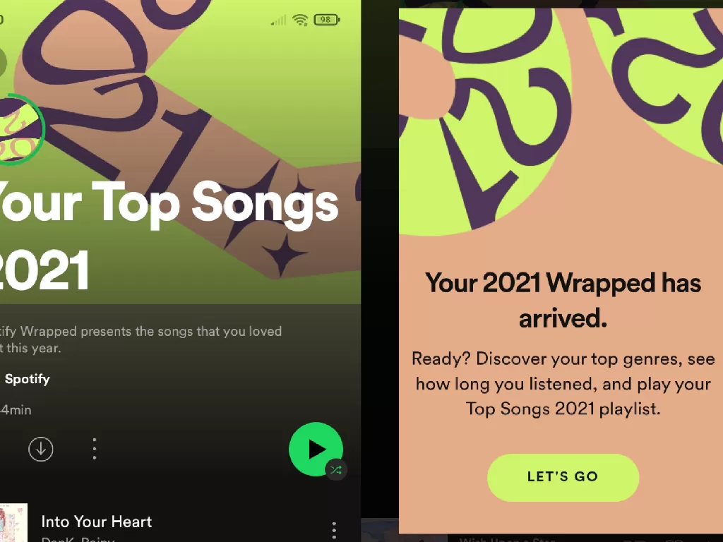 Tampilan Spotify Wrapped 2021 di aplikasi Spotify (photo/INDOZONE/Ferry Andika)