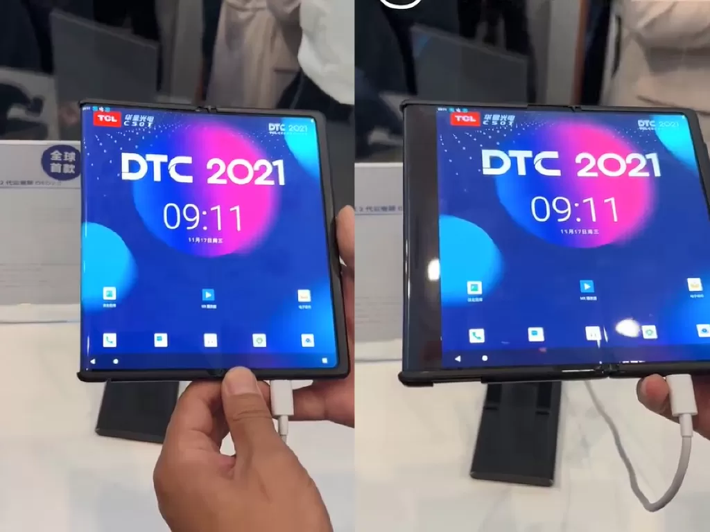 Tampilan prototype smartphone lipat dan gulung besutan TCL (Source: YouTube - Fold Universe)