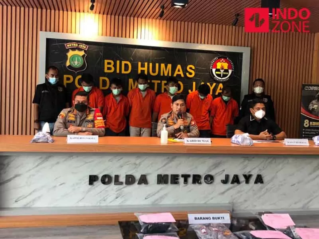 Konferensi pers kasus pengeroyokan polisi di Pondok Indah, di Mapolda Metro Jaya, Jakarta. (INDOZONE/Samsudhuha Wildansyah).