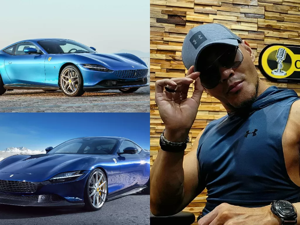 Ilustrasi mobil Ferrari Roma dan YouTuber terkenal Deddy Corbuzier (photo/Motor1/Instagram/@mastercorbuzier)