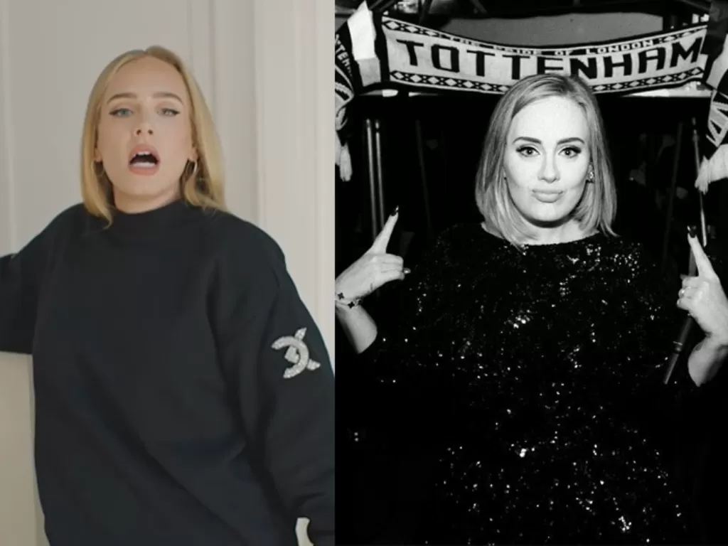 Adele saat menyanyikan anthem Tottenham Hotspur dan menunjukan kalau dia merupakan fans Tottenham. (Instagram/spursofficial/adele)