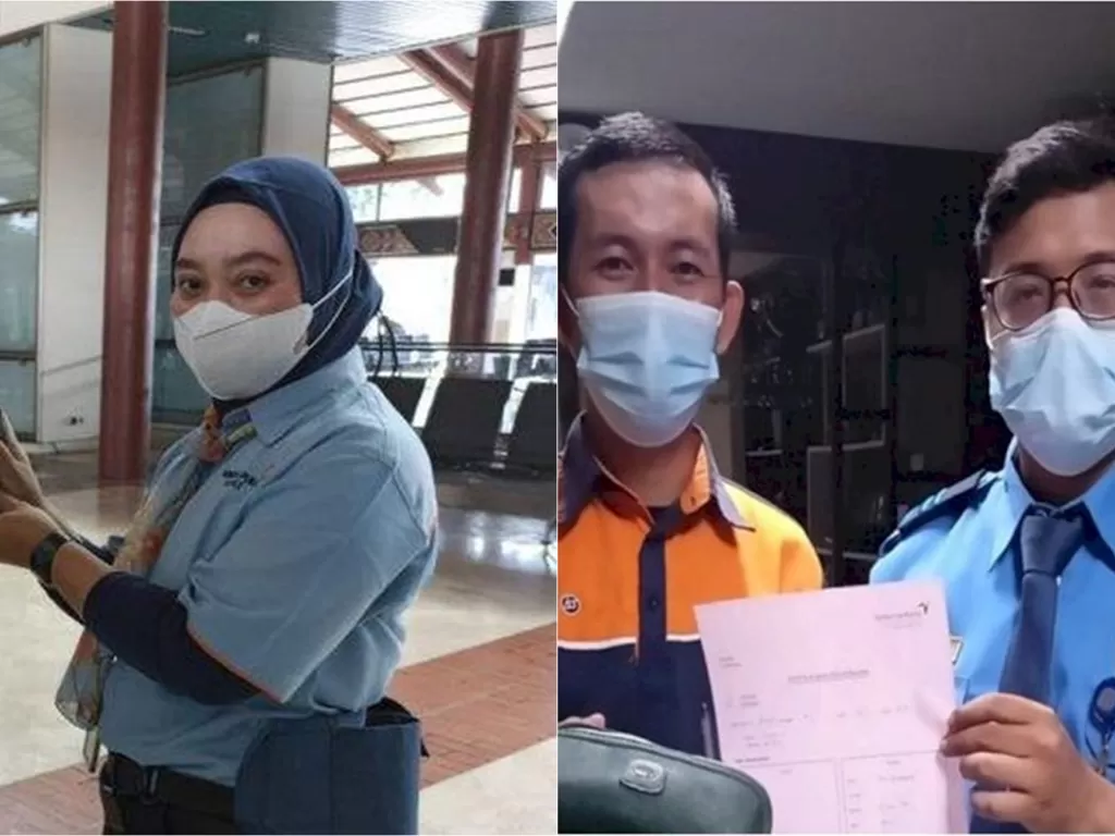 Petugas cleaning service jujur di Bandara Soetta bernama Halimah dan Raynaldi (Istimewa)