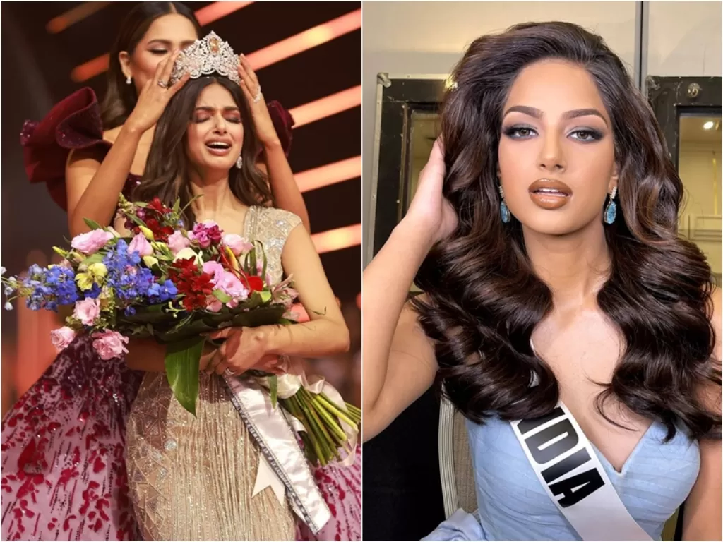 Harnaaz Shandu, Miss Universe 2021 yang baru terpilih. (Instagram/@bunda.latinas/@harnaazsandhu_03)