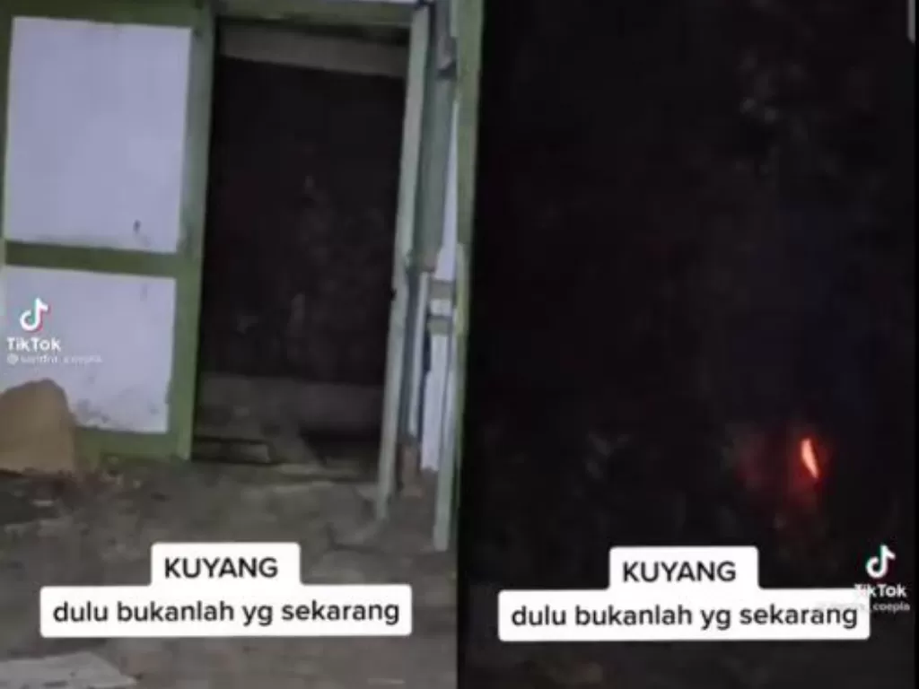 Cuplikan video viral penampakan kuyang melintas di depan pintu. (photo/TikTok)