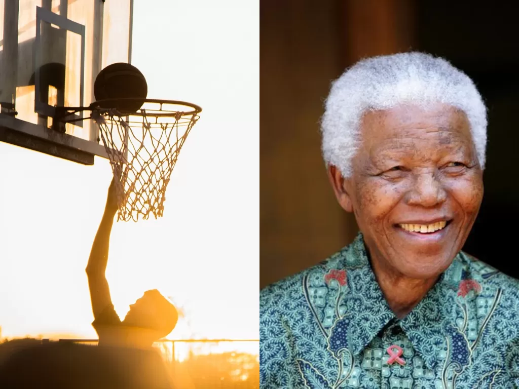 Kiri: Ilustrasi olahraga bola basket (Pixabay) | Kanan: Nelson Mandela (REUTERS)
