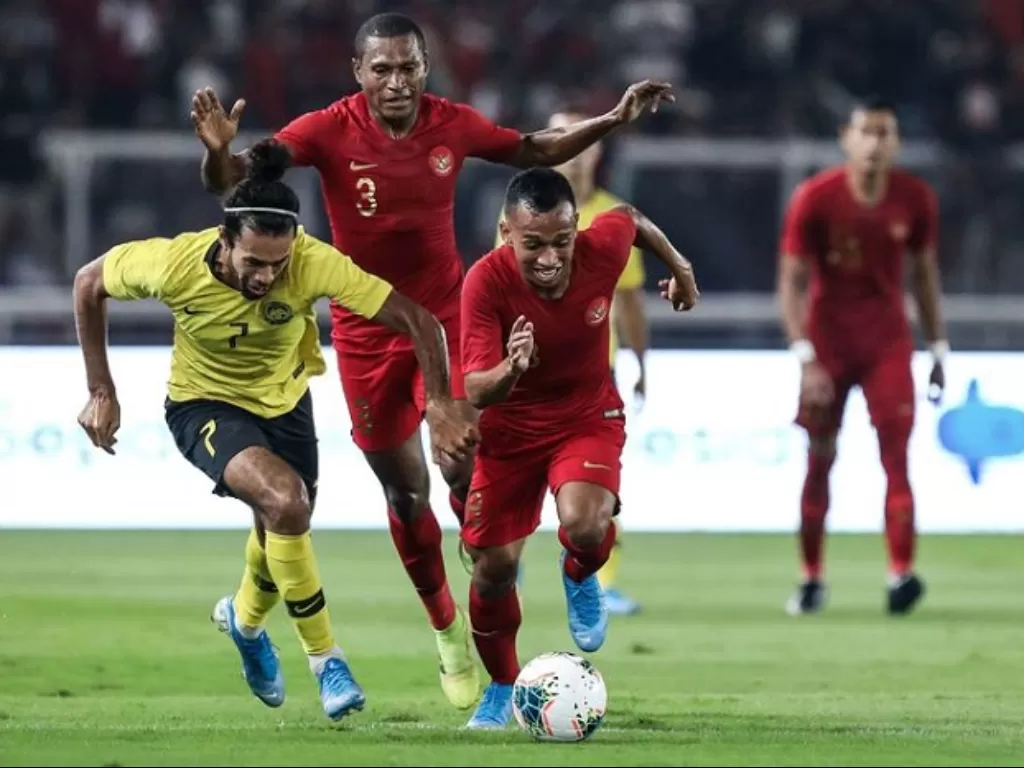 Timnas Indonesia vs Malaysia di Kualifikasi Piala Dunia 2022 Zona Asia. (ANTARA FOTO/Hafidz Mubarak A)