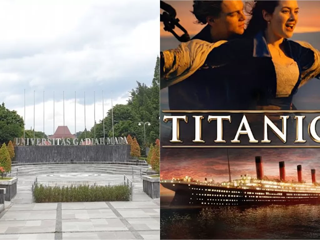Kiri: UGM (Google Maps) | Kanan: Poster film Titanic (Istimewa)
