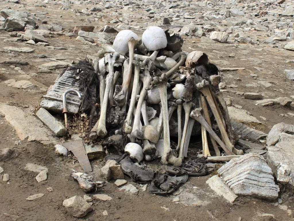 Kumpulan tengkorak yang ditemukan di pengununan Himalaya, India. (Photo/Wikimedia)