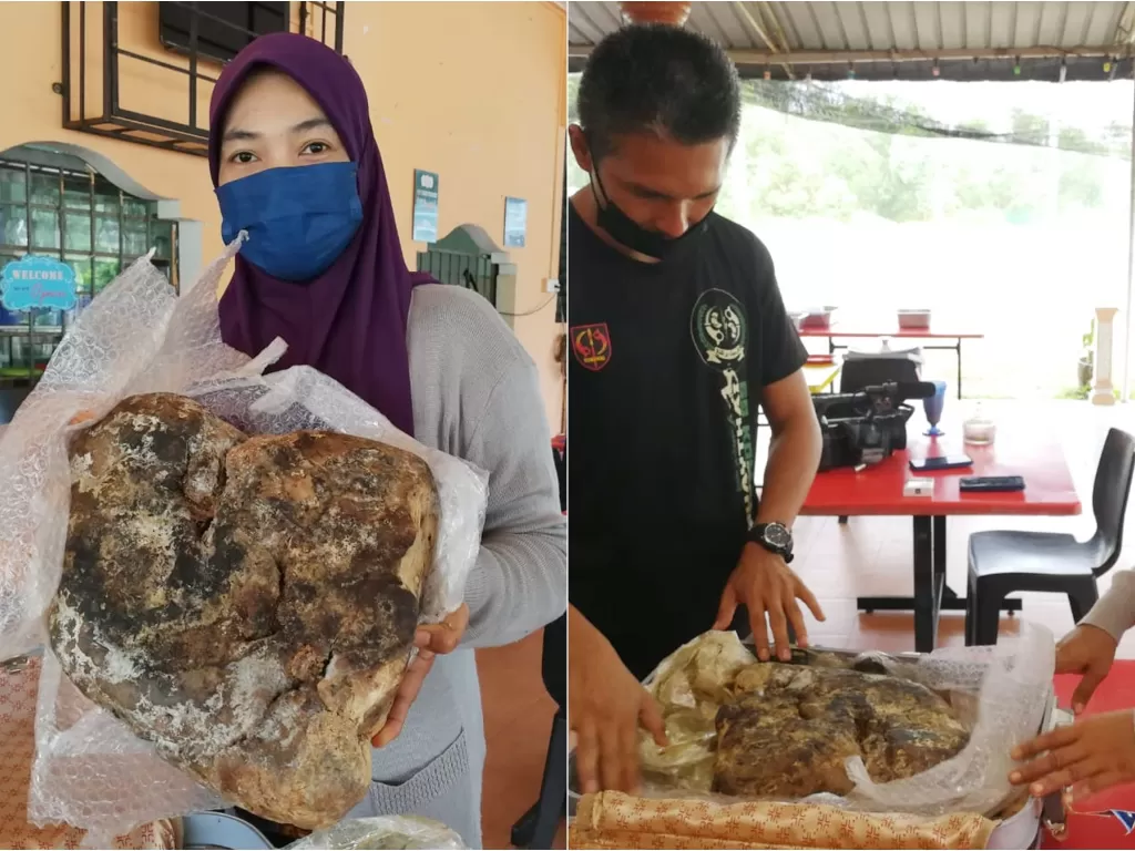 Wanita Malaysia temukan bongkahan muntahan paus (Kosmo)