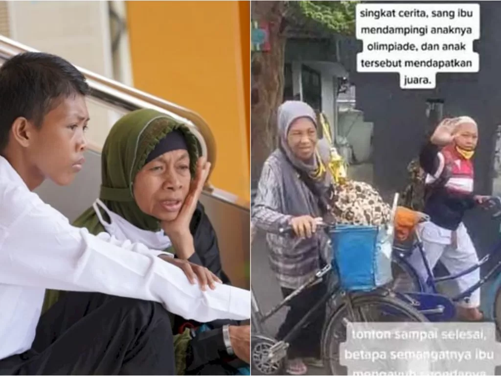 Ibu temani anak tes CPNS. (Instagram/@kejati_Aceh) / Ibu-ibu yang antar anaknya olimpiade. (TikTok)