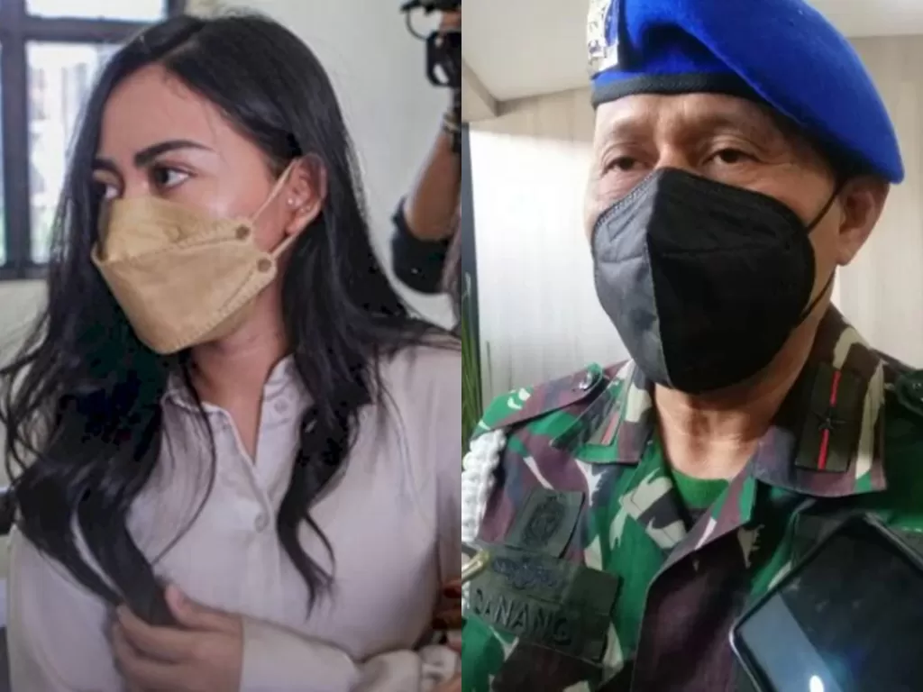 Kiri: Rachel Vennya (Foto: Antara/Fauzan), Kanan: Komandan Puspomau Marsekal Pertama TNI Danang Sulistiyanto. (Foto: Antara/Syaiful Hakim)