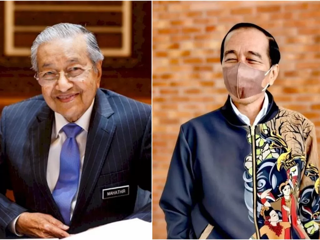 Mantan PM Malaysia Mahathir Mohammad. (Instagram/@@chedetofficial) dan Presien Joko Widodo. (Instagram/@jokowi)
