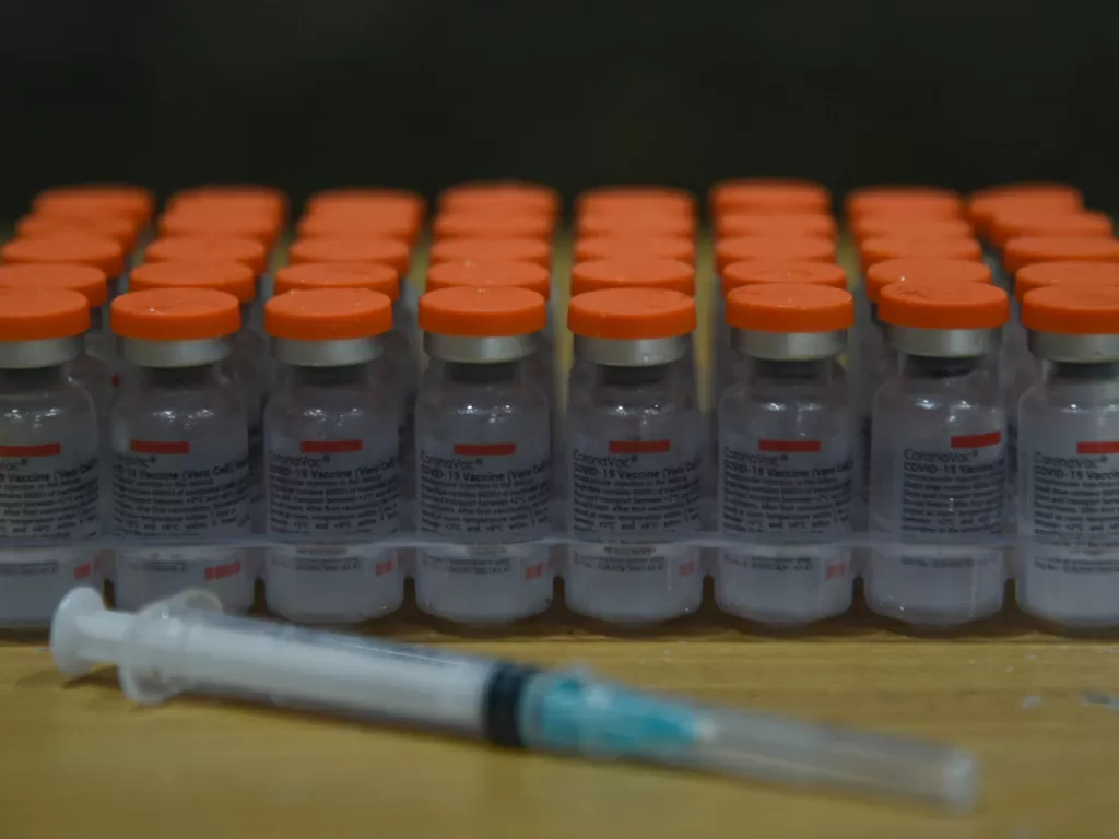 Sejumlah botol berisi vaksin COVID-19 dari Sinovac. (Foto: ANTARA/FRANSISCO CAROLIO)