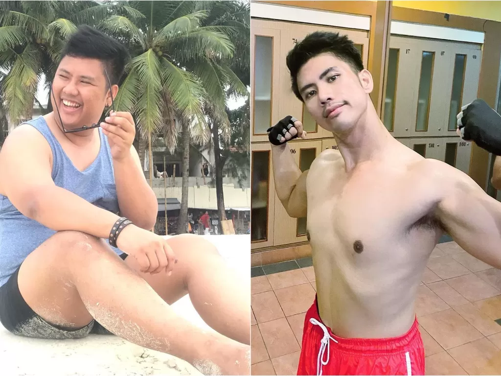 Ricky Cuaca sebelum dan sesudah diet. (Instagram/@rickycuaca)