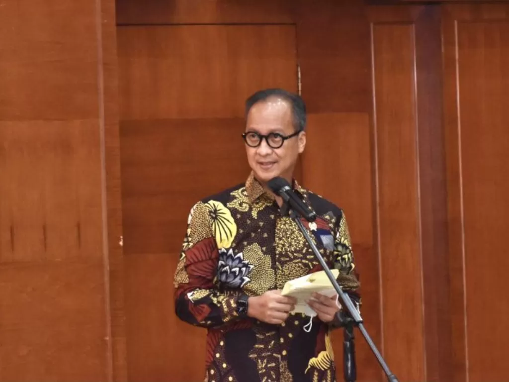 Menteri Perindustrian Agus Gumiwang Kartasasmita saat menggelar Konferensi Pers Akhir Tahun 2021 di Jakarta, Rabu (29/12/2021). (ANTARA/HO-Biro Humas Kementerian Perindustrian)