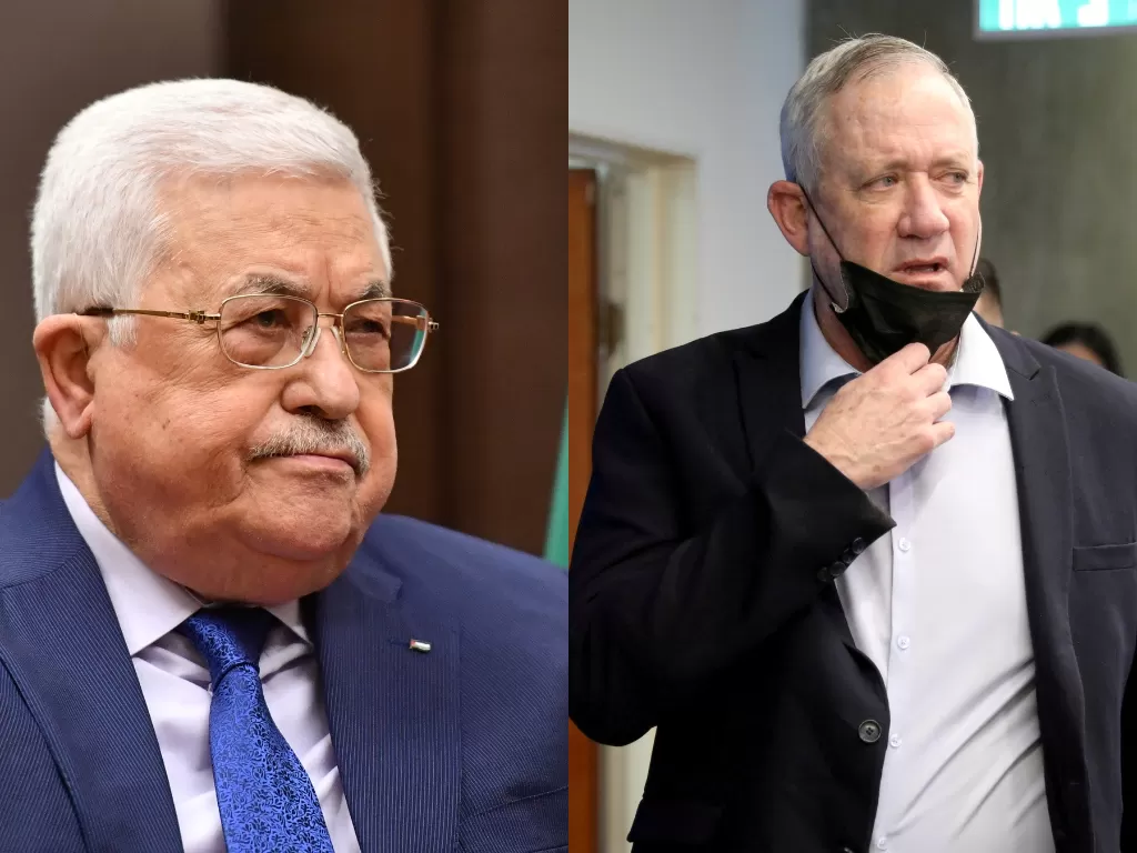 Kiri: Presiden Palestina, Mahmoud Abbas, kanan: Menteri Pertahanan Israel, Benny Gantz. (Reuters/SPUTNIK/Abir Sultan)