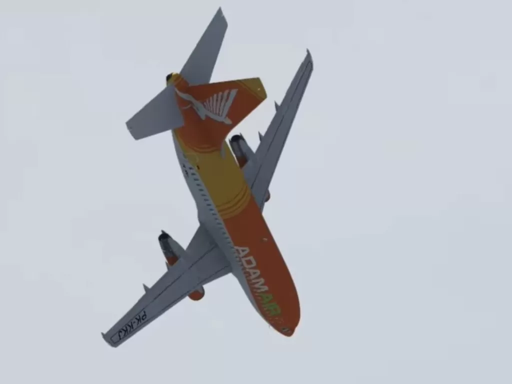 Ilustrasi pesawat Adam Air. (Youtube/3 Greens - Aviation Safety).