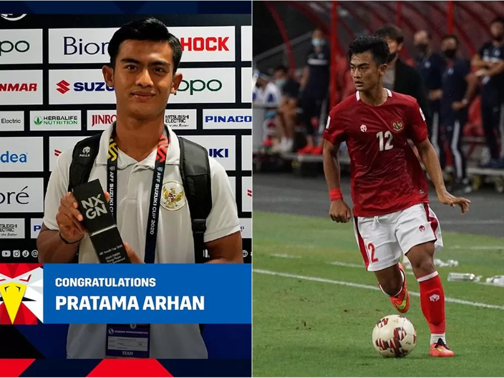 Pratama Arhan, bek kiri timnas Indonesia. (Instagram/@affsuzukicup/@pratamaarhan8)