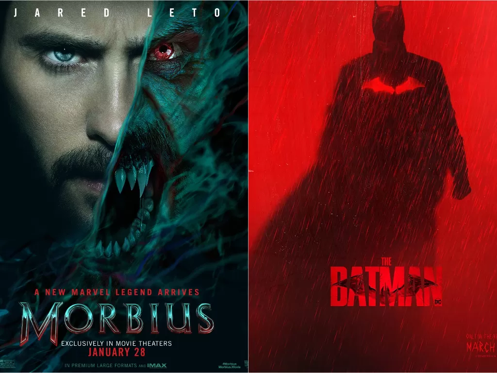 Poster film Morbius dan The Batman (Istimewa)