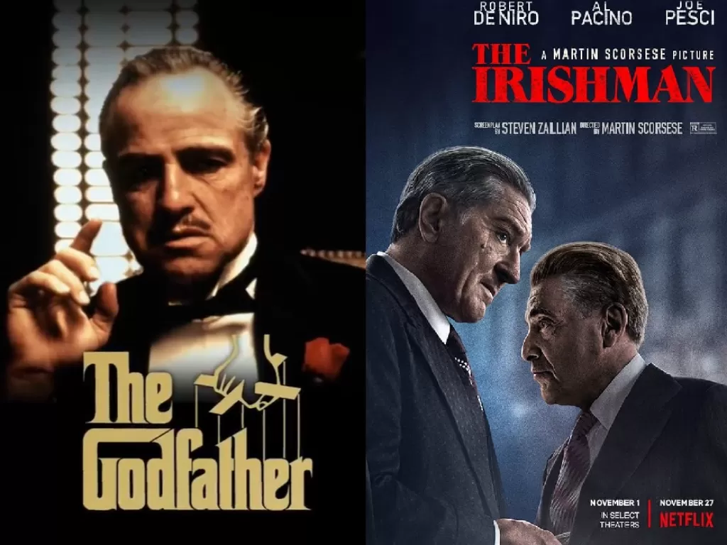 Dua film Mafia favorit Indozone: The Godfather dan The Irishman. (Istimewa).