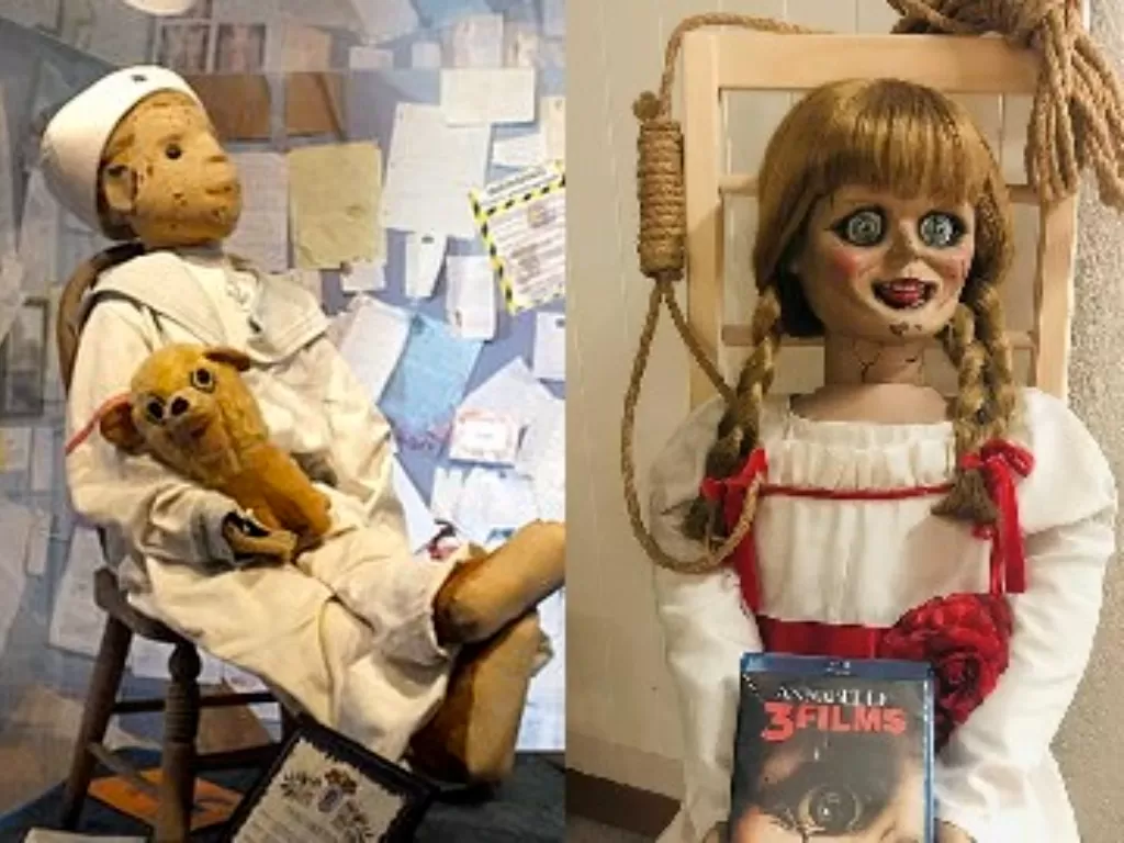 Boneka arwah berhantu Robert. (Wikipedia), dan Annabell (Instagram/@annabell_doll_official)