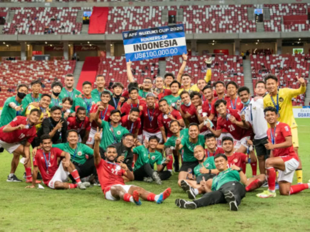 Timnas Indonesia jadi runner-up Piala AFF 2020. (ANTARA FOTO/Flona Hakim)