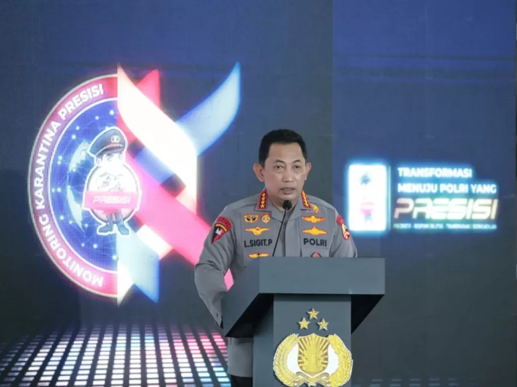 Kapolri Listyo Sigit Prabowo dalam peluncuran aplikasi Monitoring Karantina Presisi. (Dok Divisi Humas Polri)