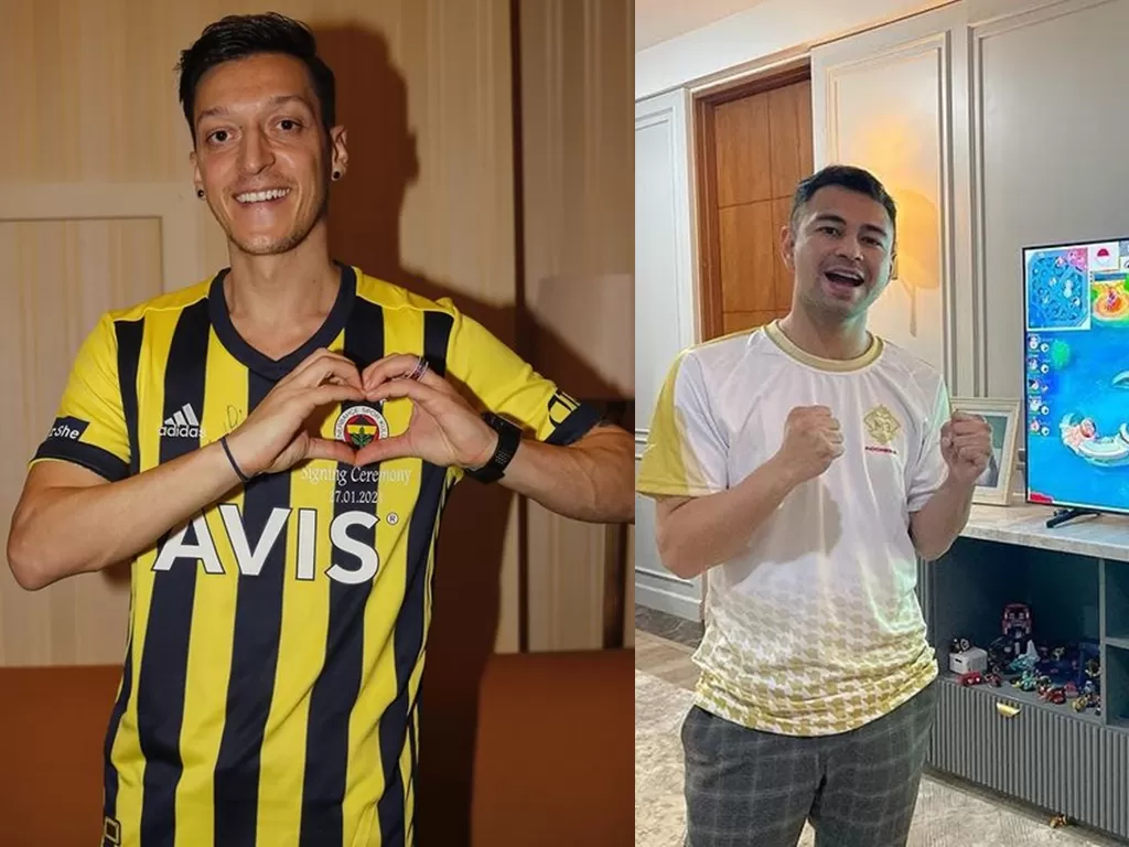 Mesut Ozil (kiri), Raffi Ahmad (kanan). (Instagram/@m10_official/@raffinagita1717)