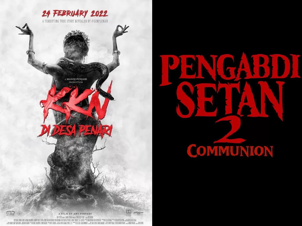 Kiri: Poster film horor 'KKN di Desa Penari' (Istimewa), kanan: Pengabdi Setan 2 dipastikan akan tayang 2022 (Instagram/jokoanwar)