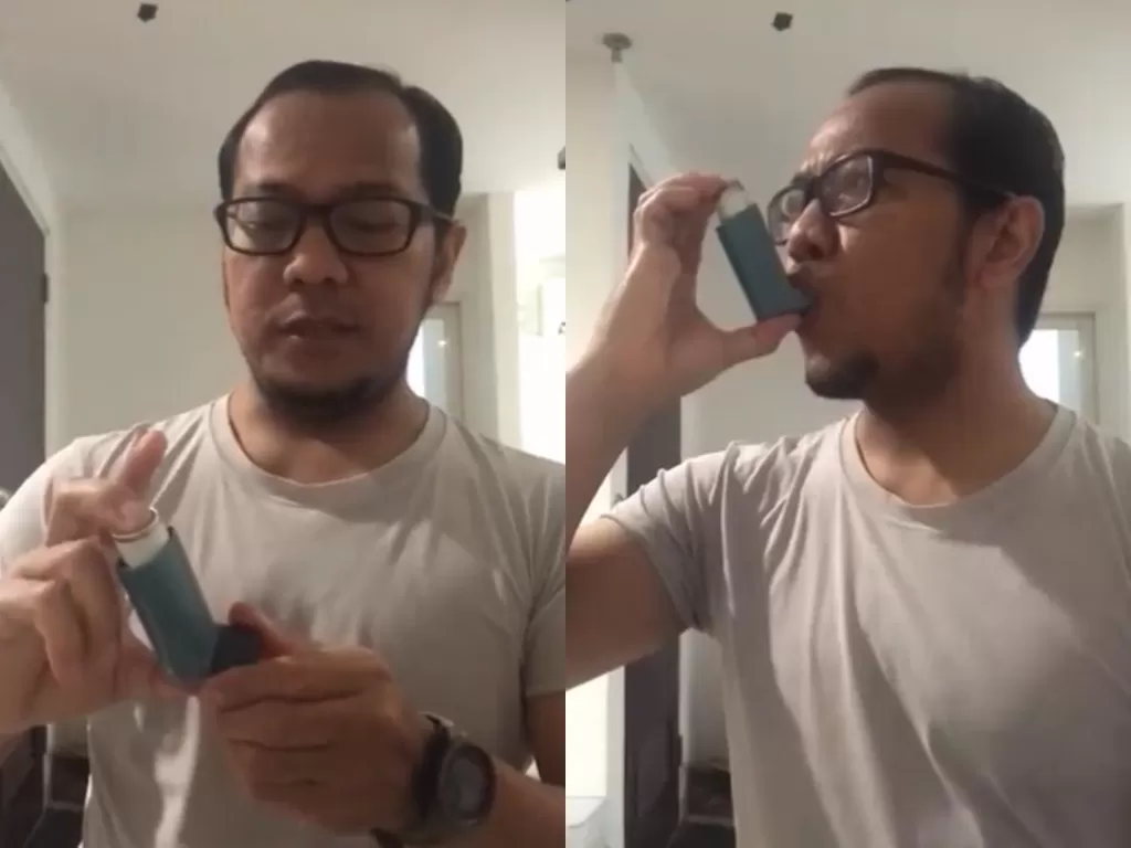 Cara menggunakan inhaler yang benar. (Twitter/@efriadzadr)