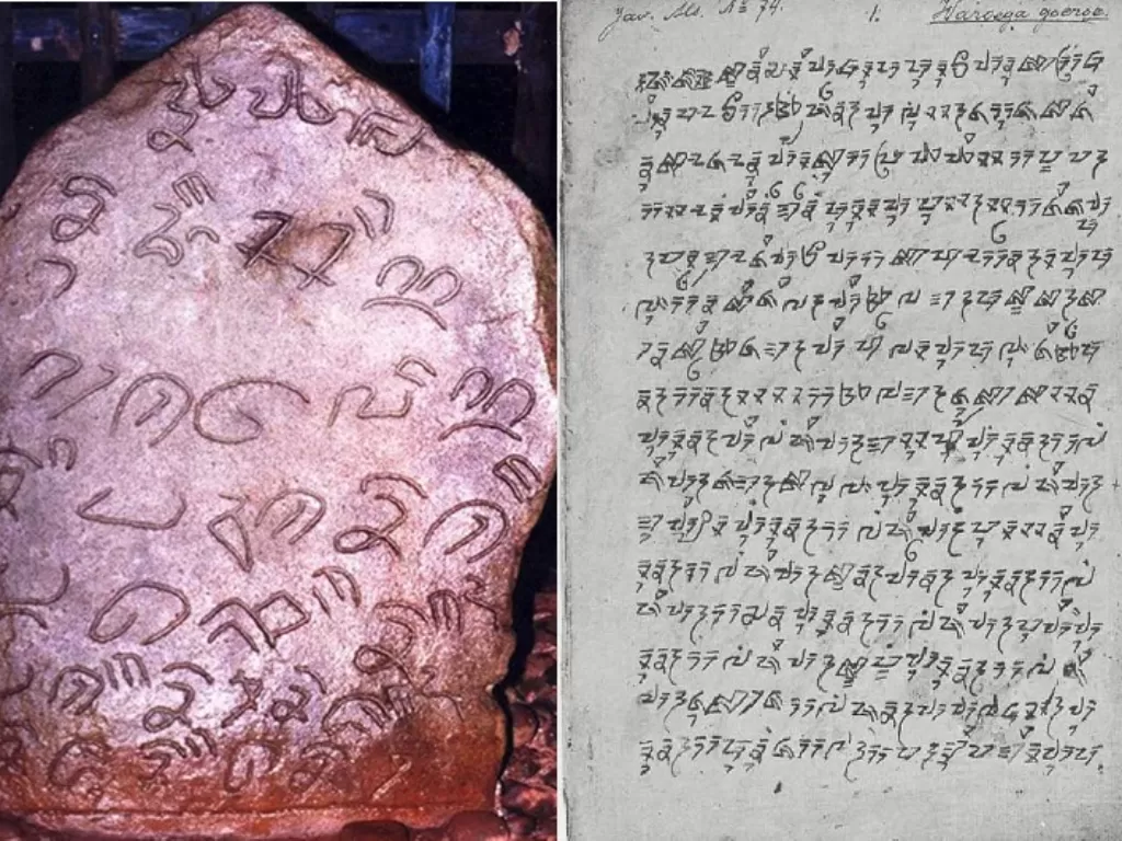Aksara sunda Kuno di prasasti dan naskah. (Wikipedia).