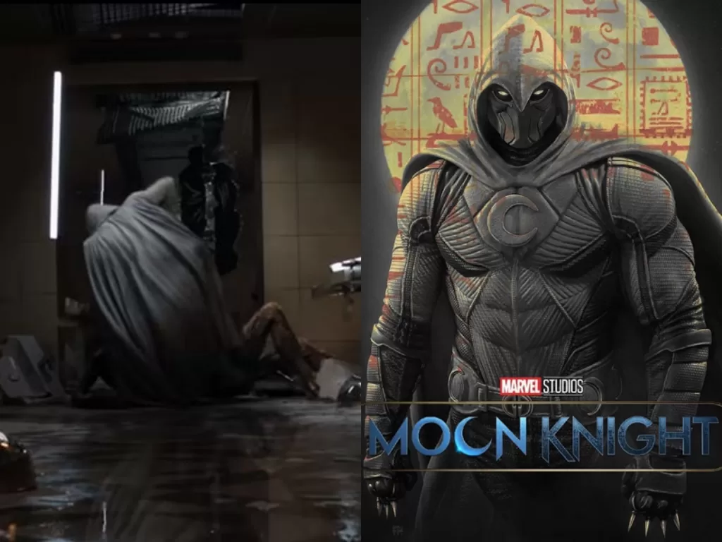 Kiri: Moon Knight menghajar monster. (YouTube/Marvel Entertainment) Kanan: Poster Moon Knight. (Marvel)