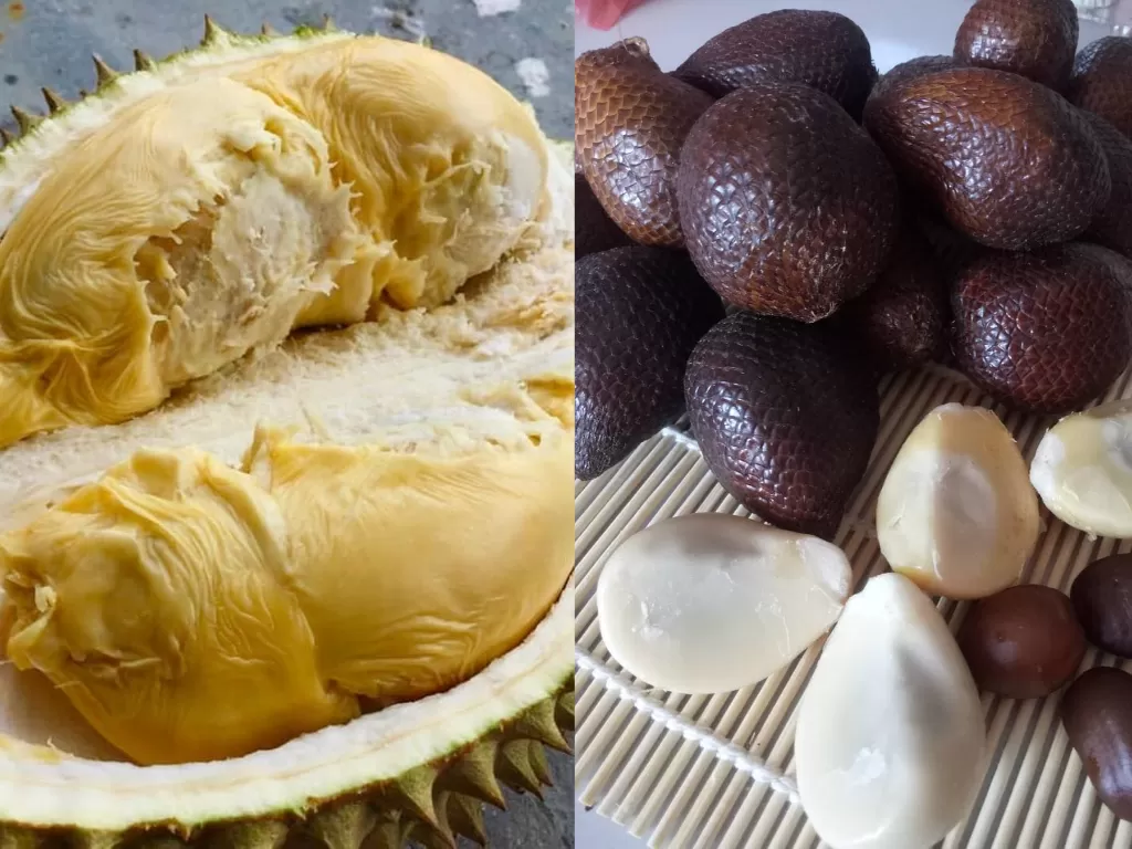 Kolase buah durian dan salak (Instagram/ucok.durian_medan/kardianakadir)