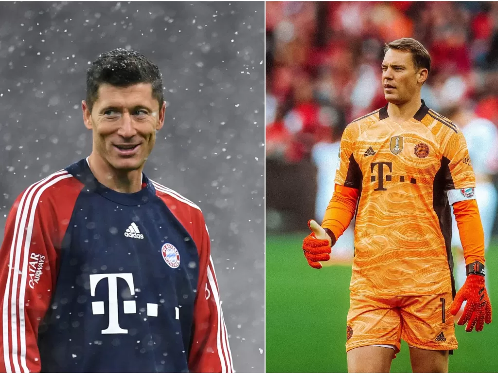 Robert Lewandowski dan Manuel Neuer. (REUTERS/Andreas Gebert/Instagram/@manuelneuer)