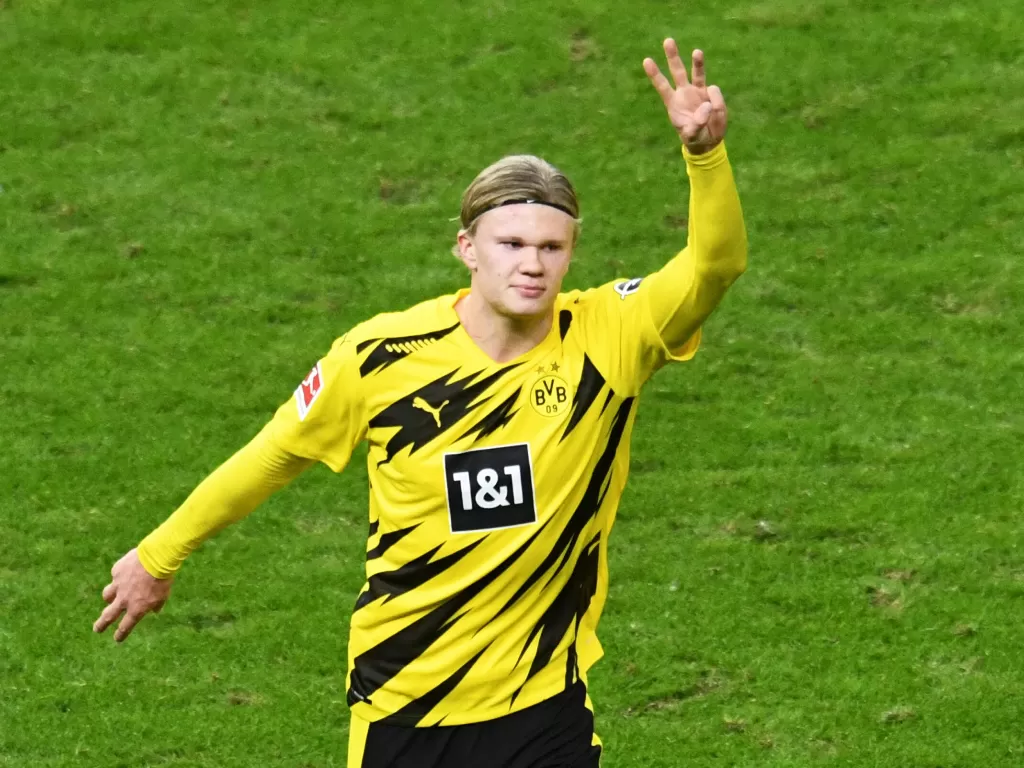 Penyerang Borussia Dortmund, Erling Haaland. (REUTERS/Annegret)