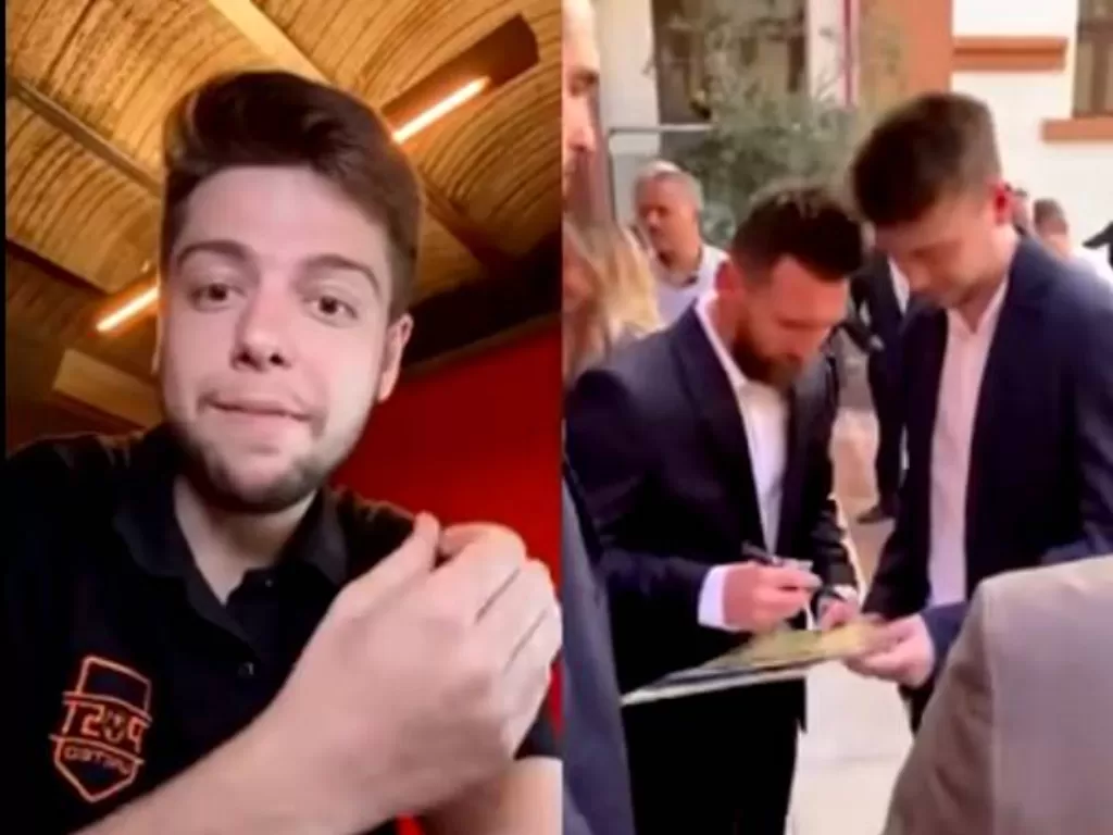 Sorang influencer Steve yang bernasib sial saat akan meminta tanda tangan ke idolanya, Lionel Messi. (Youtube/iamSteve)