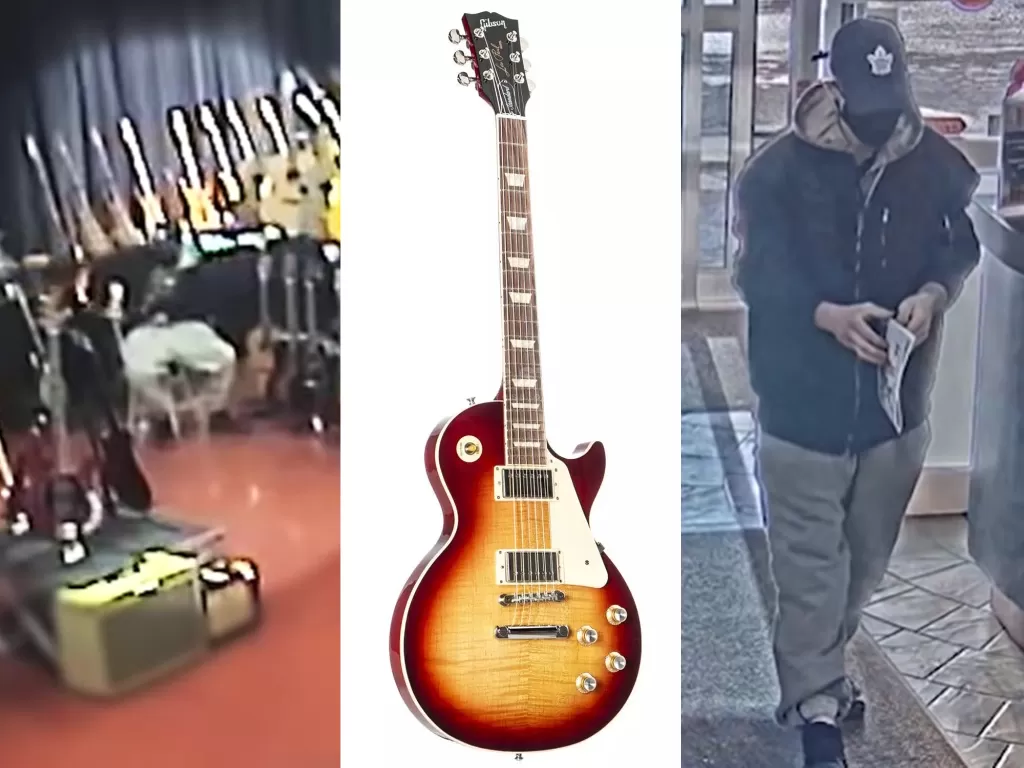 Seorang pria mencuri gitar Gitar Gibson Les Paul. (Photo/YouTube)