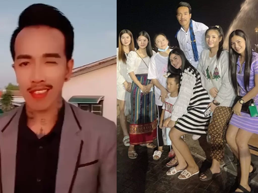 Ong Dam Sorot dan 8 istri cantiknya. (Odditycentral)