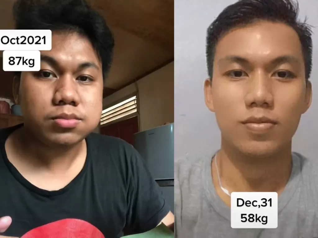 Dalam 3 bulan pria ini berhasil turunkan berat badan sebanyak 29 kg. (TikTok/@dika.m22)